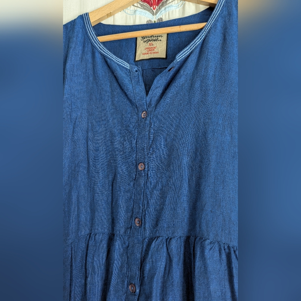 Gudrun Sjoden Blue Organic Linen Maxi Dress - Picture 4 of 14